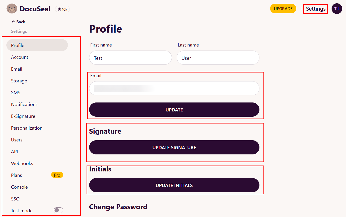 Profile Settings